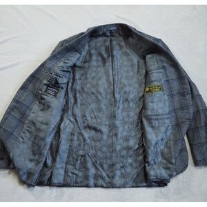 Loro Piana x Harry Rosen 100% Cashmere Men's Blue Plaid Blazer